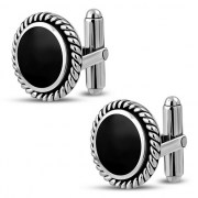 Sterling Silver Black Onyx Cufflinks - cf2